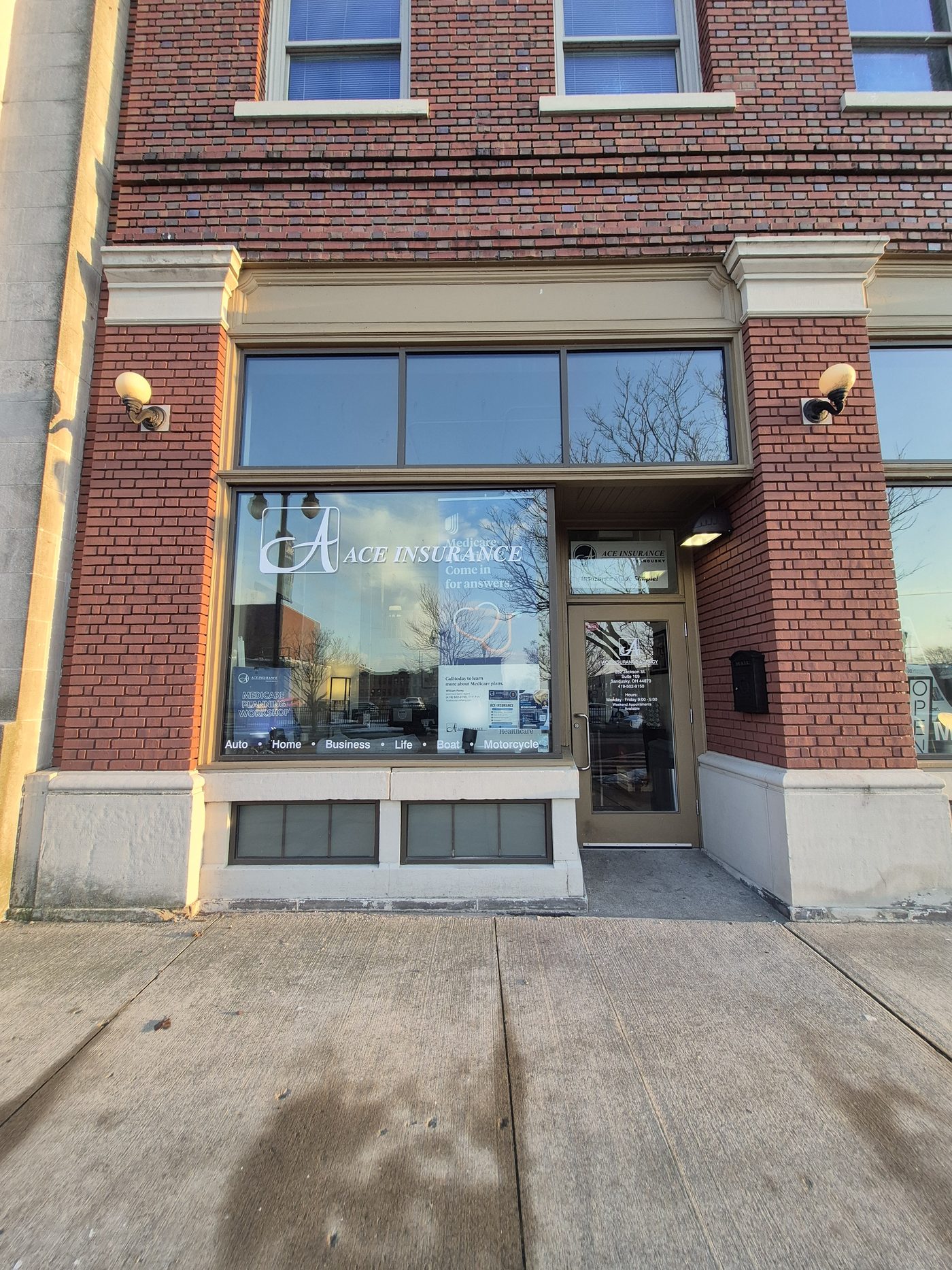 Ace Insurance Agency office storefront at 232 Jackson Street Sandusky OH